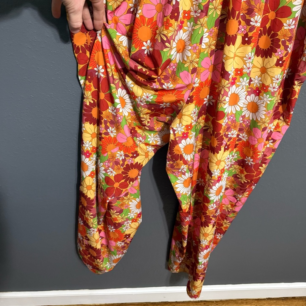 Unique Vintage Floral Jumpsuit in Pink and Orange - Picture 8 of 11